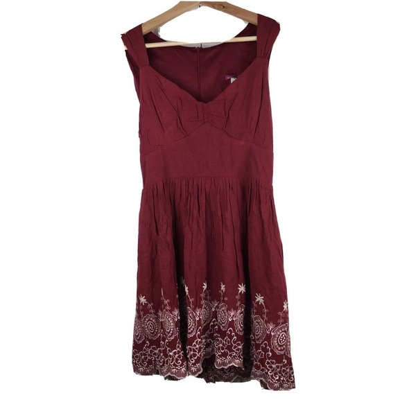 Ixia Women's Size M Maroon Floral Embroidered Boho Dress - Picture 1 of 4